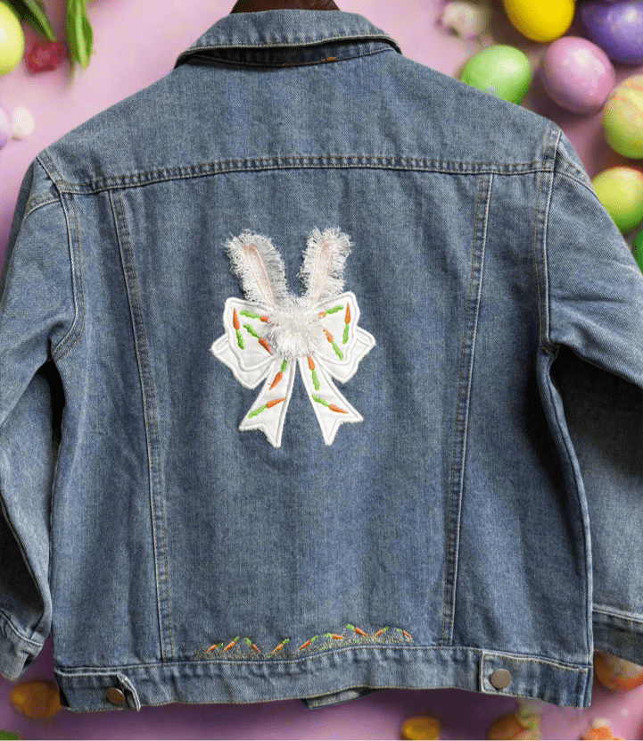 Fluffy Bunny Ears Denim Jacket - Kids Fashion Outerwear, Cute & Cozy Spring Style, Adorable Rabbit Design for Little Ones