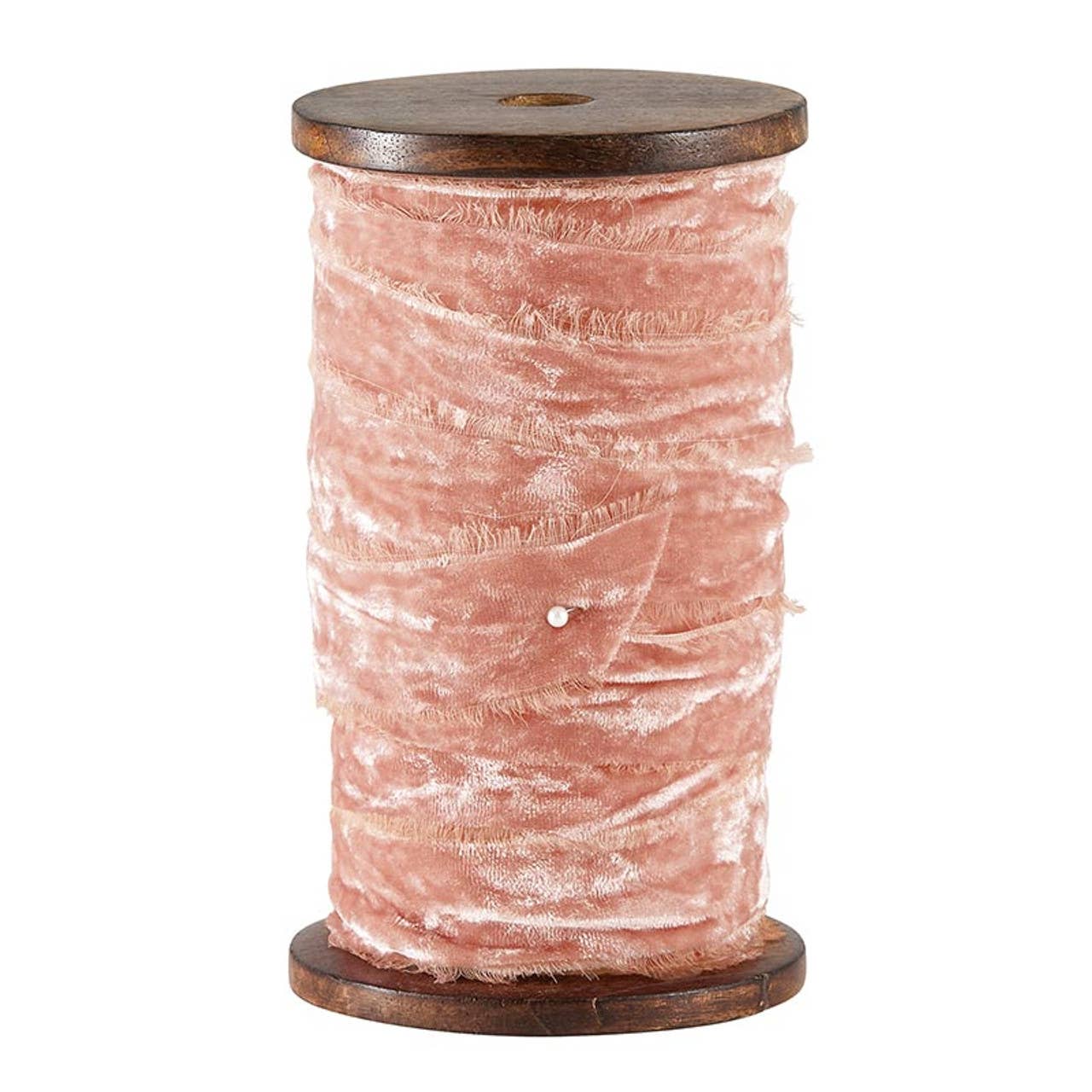 Frayed Velvet Spools Supplies Rose
