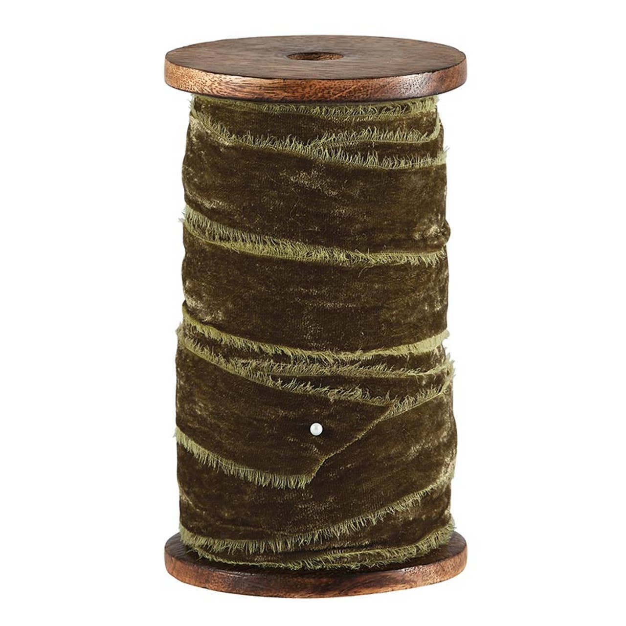 Frayed Velvet Spools Supplies Moss