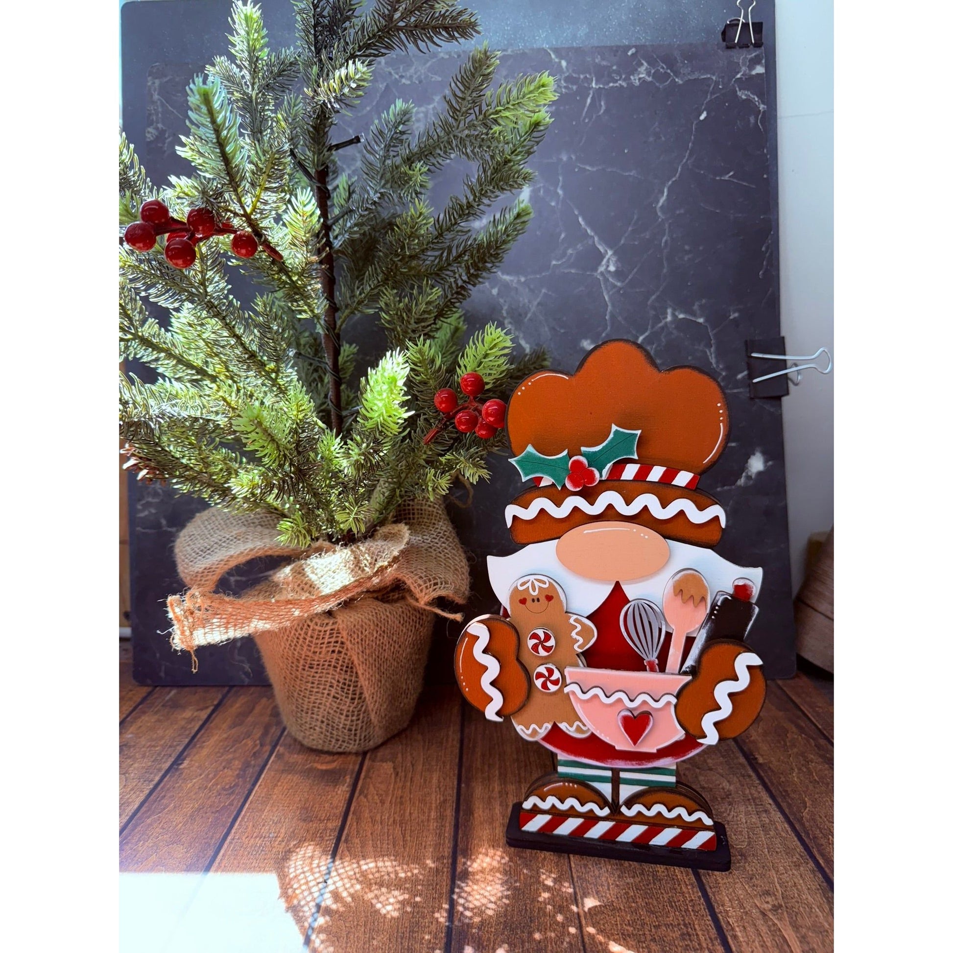 Gingerbread Baking Gnome Christmas Shelf Sitter