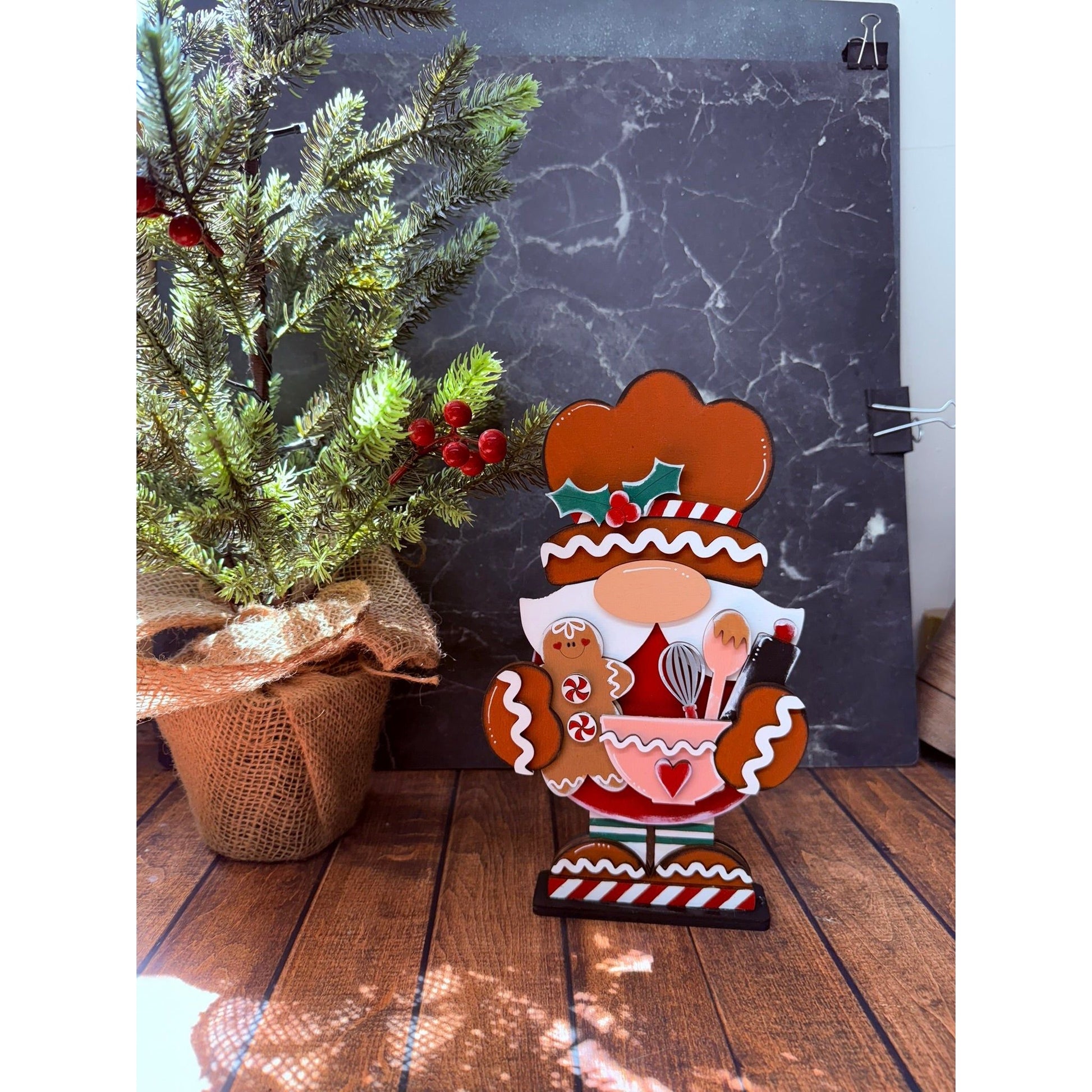 Gingerbread Baking Gnome Christmas Shelf Sitter
