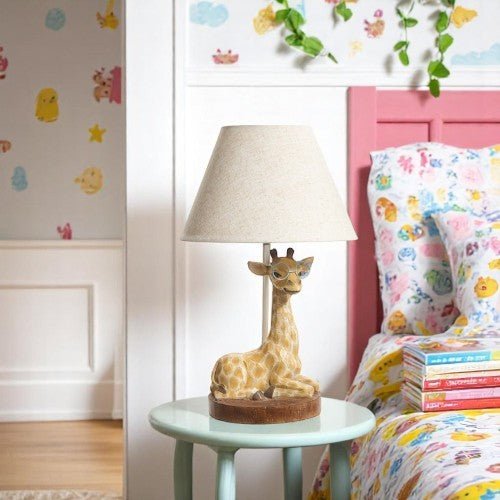 Giraffe Lamp 18" with Blue Glasses, Fun & Unique Lighting for Kids Room, Whimsical Home Decor Gift Animal Lamp
