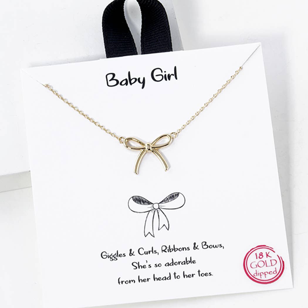 Girls Bow Charm Necklace Gold Dipped, Stylish Coquette Design, Great Gift Idea for Birthdays and Holidays - Nifty Decor & More