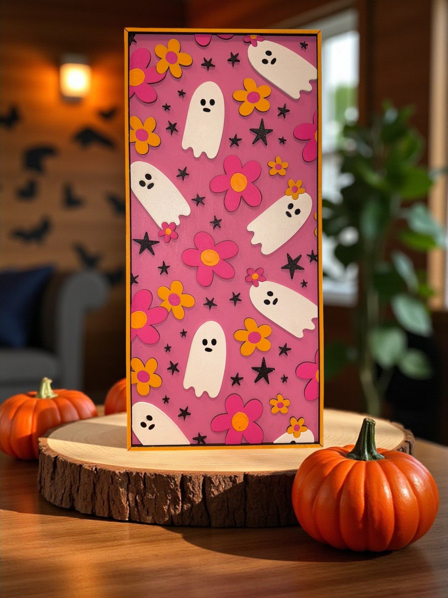 Girly Ghoul Halloween Wall Decor, Cute Spooky Home Accent for Festive Fall Decor, Perfect Halloween Decor Flower Ghost