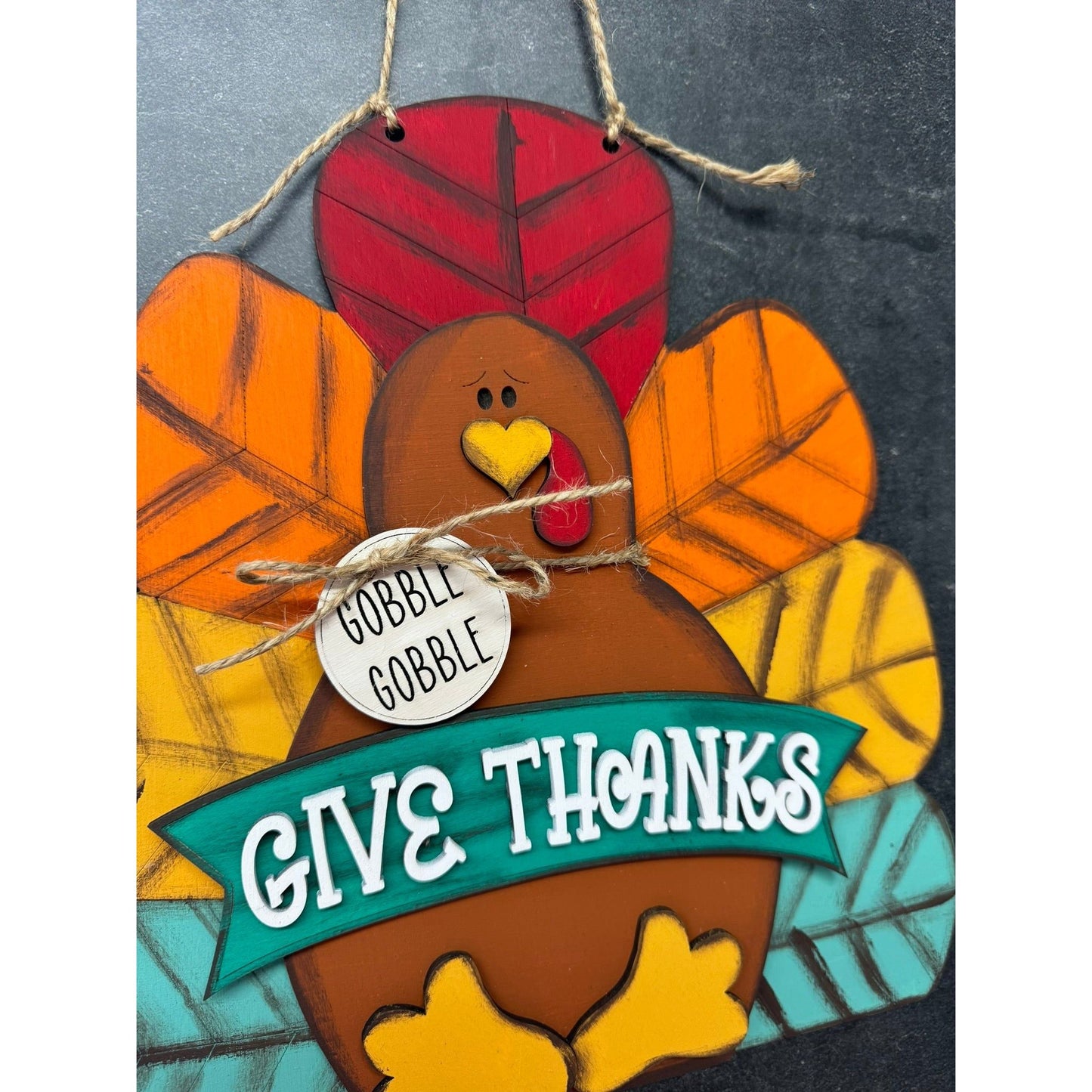 Give Thanks Turkey Door Hanger