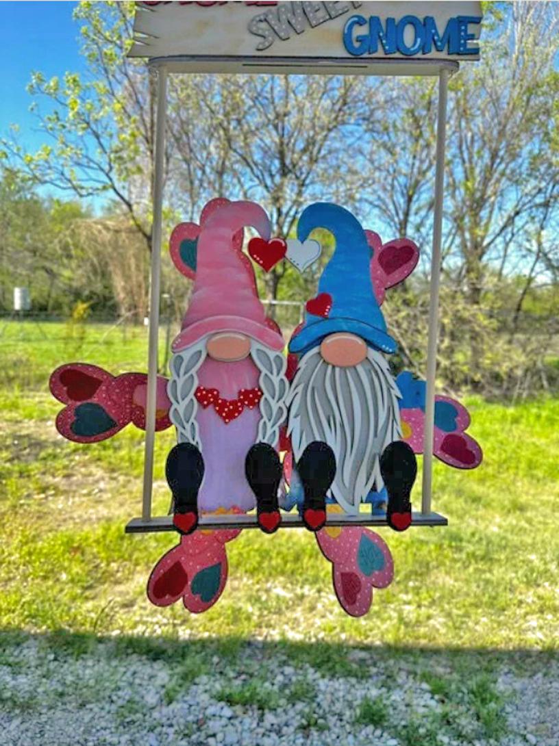 Gnome Couple Wind Spinners | Outdoor Farm Wind Spinner | Handmade Spinner | Gnome Spinner - Nifty Decor & More