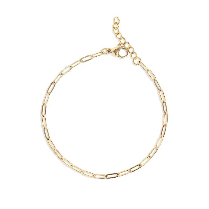Gold Stainless Steel Paperclip Chain Bracelet + Extension 2.5mm