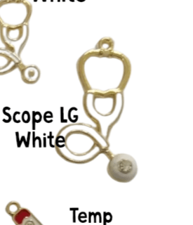 Golden Nurse Pendant Charms, Elegant and Shiny, Perfect for Jewelry Making, Nurse Appreciation Gift Nurse charm Scope LG White