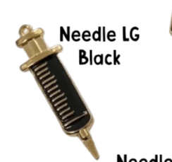 Golden Nurse Pendant Charms, Elegant and Shiny, Perfect for Jewelry Making, Nurse Appreciation Gift Nurse charm Needle LG Black