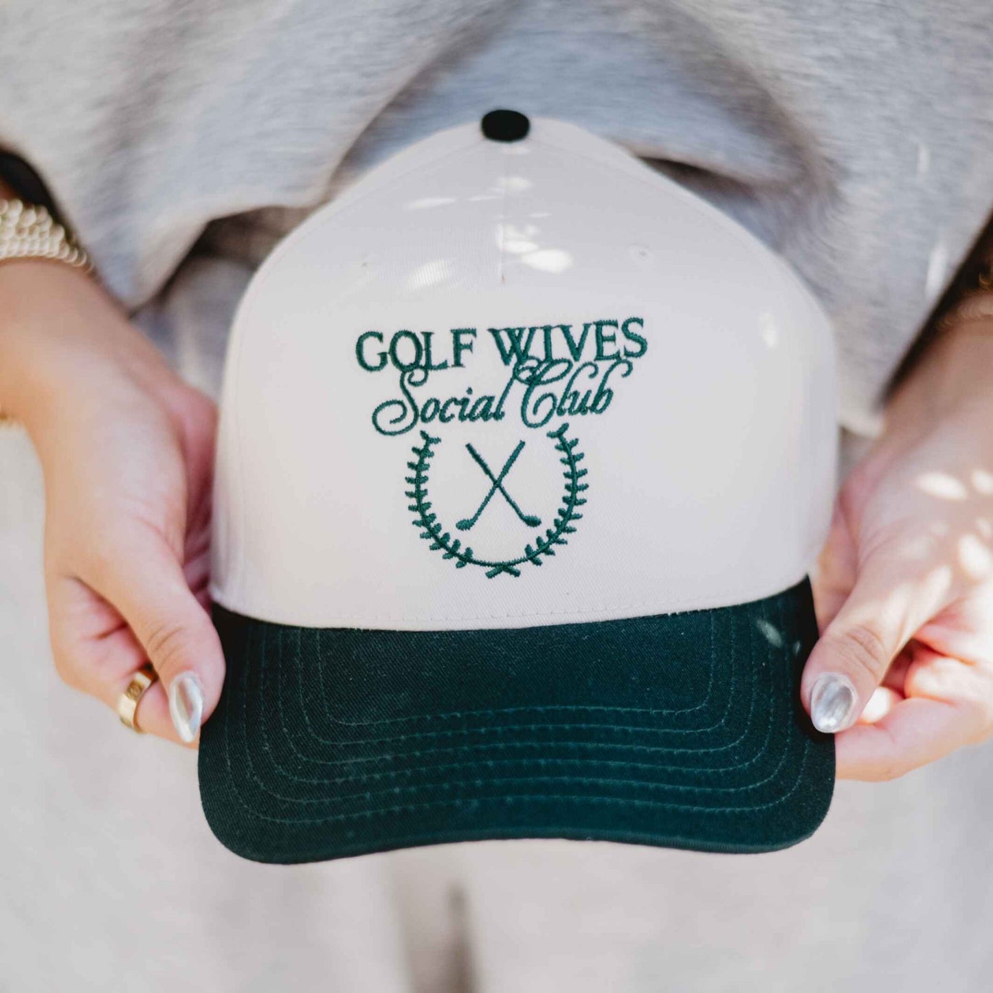 Golf Wives Social Club Hat, Chic Two-Toned Fitted Cap, Perfect for Girly Summer Vibes, Gift for Golf Lovers Trucker Hats