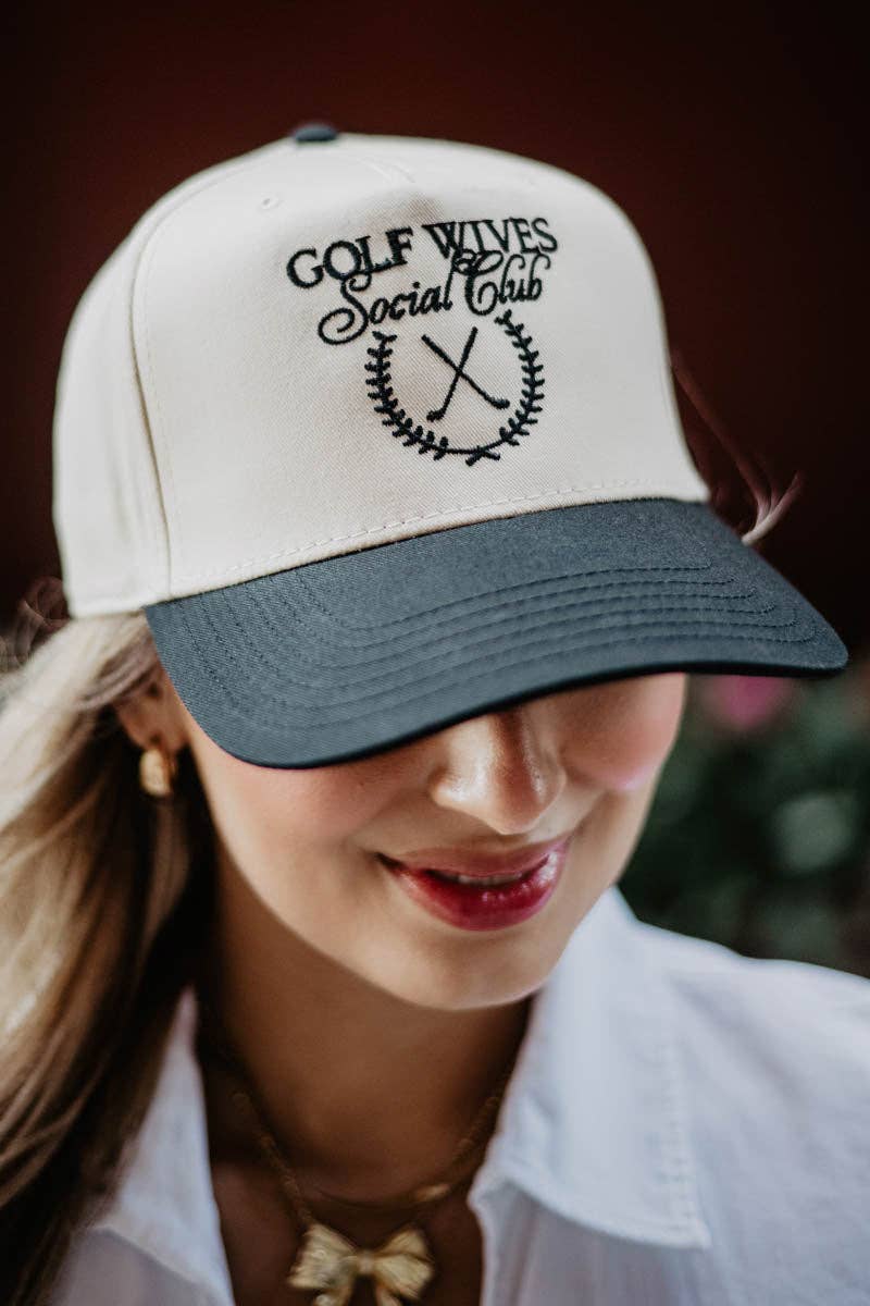 Golf Wives Social Club Hat, Chic Two-Toned Fitted Cap, Perfect for Girly Summer Vibes, Gift for Golf Lovers Trucker Hats