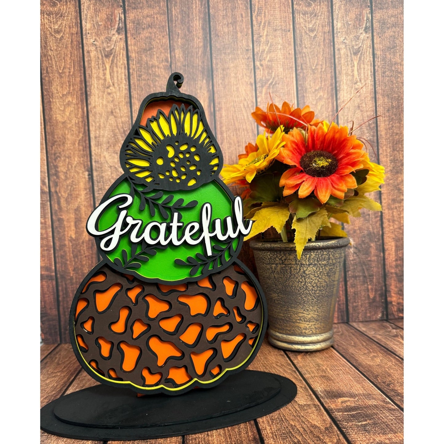 Grateful Stacked Pumpkins - Nifty Decor & More