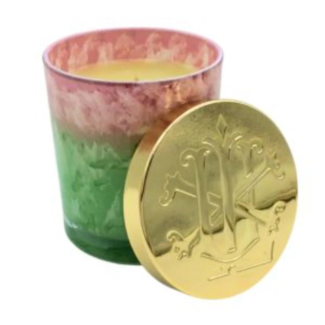 Green Apple Scented Candle 10 oz with Lid, Handcrafted Aromatherapy Candle in Colorful Glass, Great Gift for Spa Lovers Candle Holder