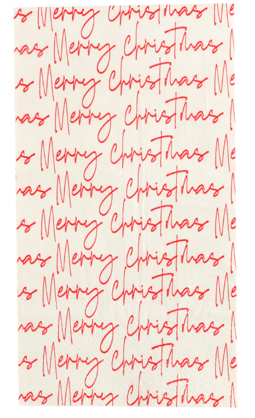 Guess and Company Merry Christmas Script Guest Towel - Nifty Decor & More
