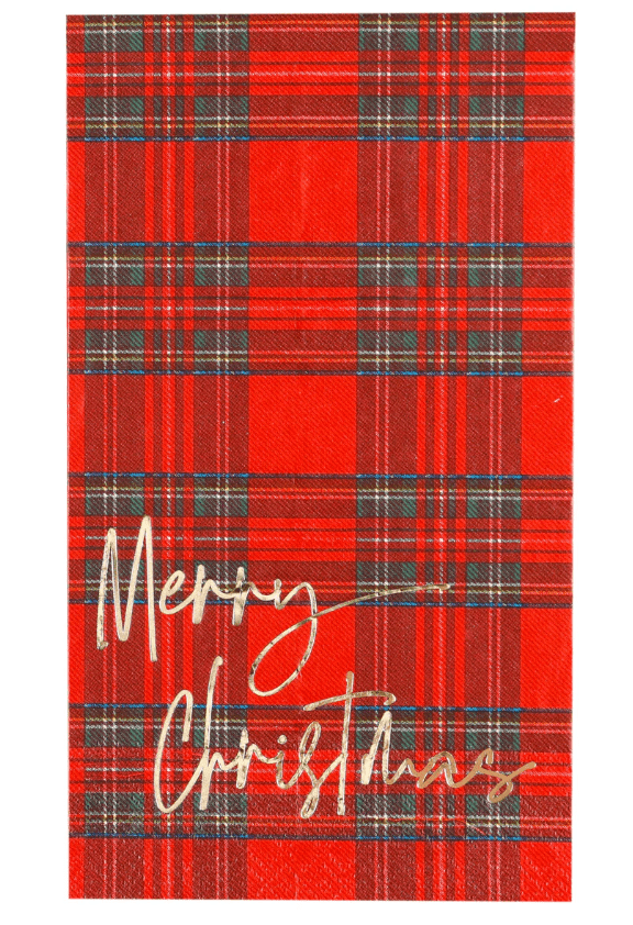 Guess and Company Red Plaid Merry Christmas Guest Towel - Nifty Decor & More