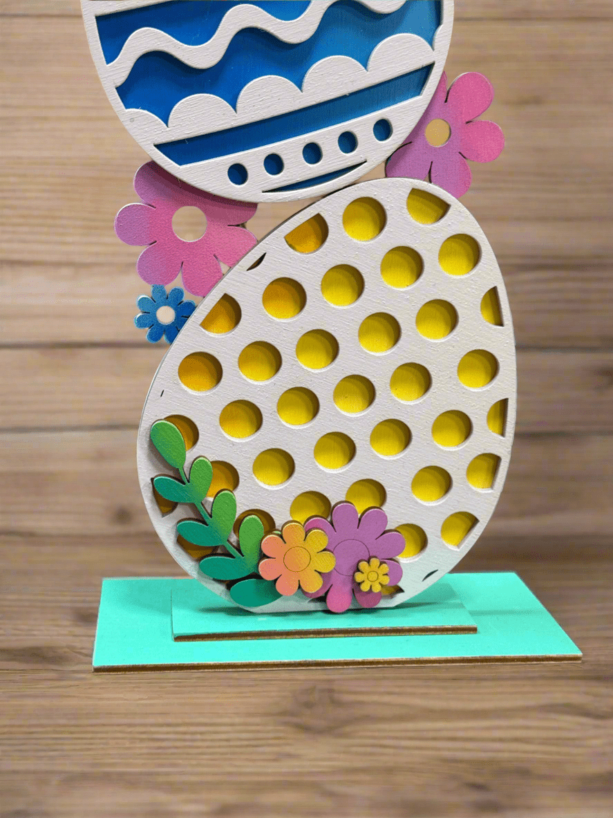 Happy Easter Bunny & Eggs - 3 PC Colorful Spring Decor for Festive Celebrations