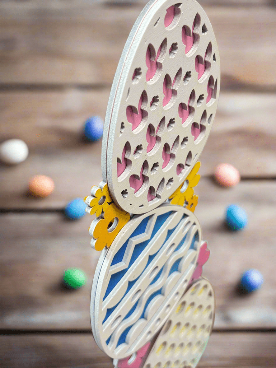 Happy Easter Bunny & Eggs - 3 PC Colorful Spring Decor for Festive Celebrations