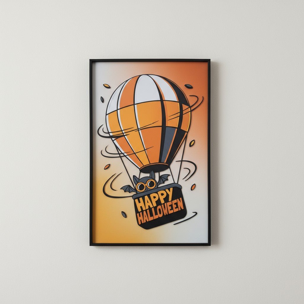 Happy Halloween Hot Air Balloon Wall Art Halloween Wall Hangings Orange
