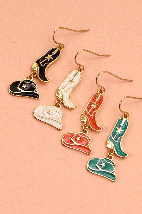 Hat Boots Drop Earrings, Statement Western - Inspired Accessory for Bold Looks, Gift for Fashion Lovers - Nifty Decor & More