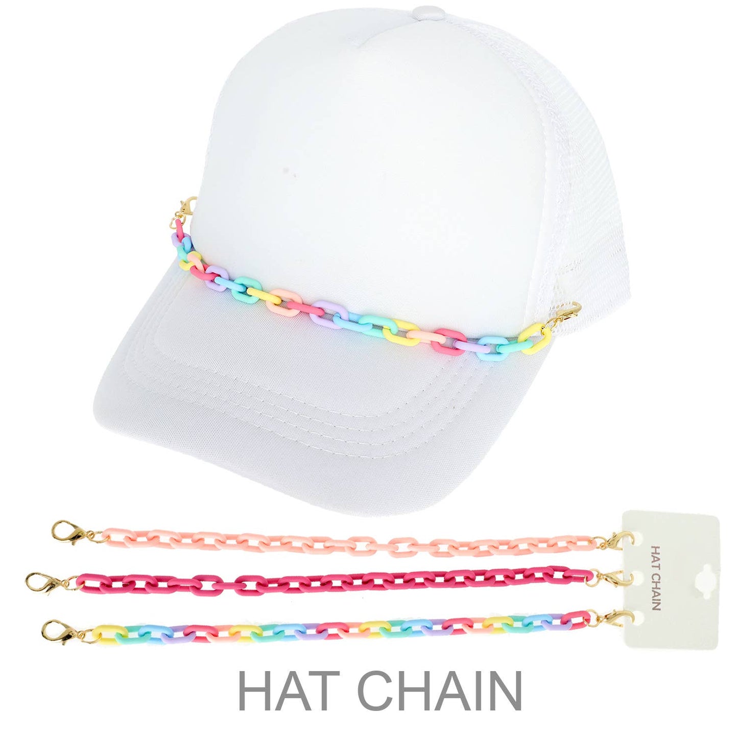 Hat Chain Multicolored Acrylic Trim, Stylish and Funky Hat Accessory, Perfect for Trendy Fashion Lovers, Gift for Hat Enthusiasts Hat Jewelry