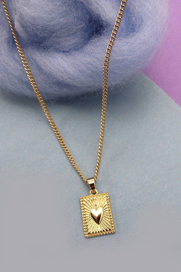 Heart On Card Charm Pendant Necklace, Dainty Statement Jewelry for Girls, Lovely Anniversary Gift - Nifty Decor & More