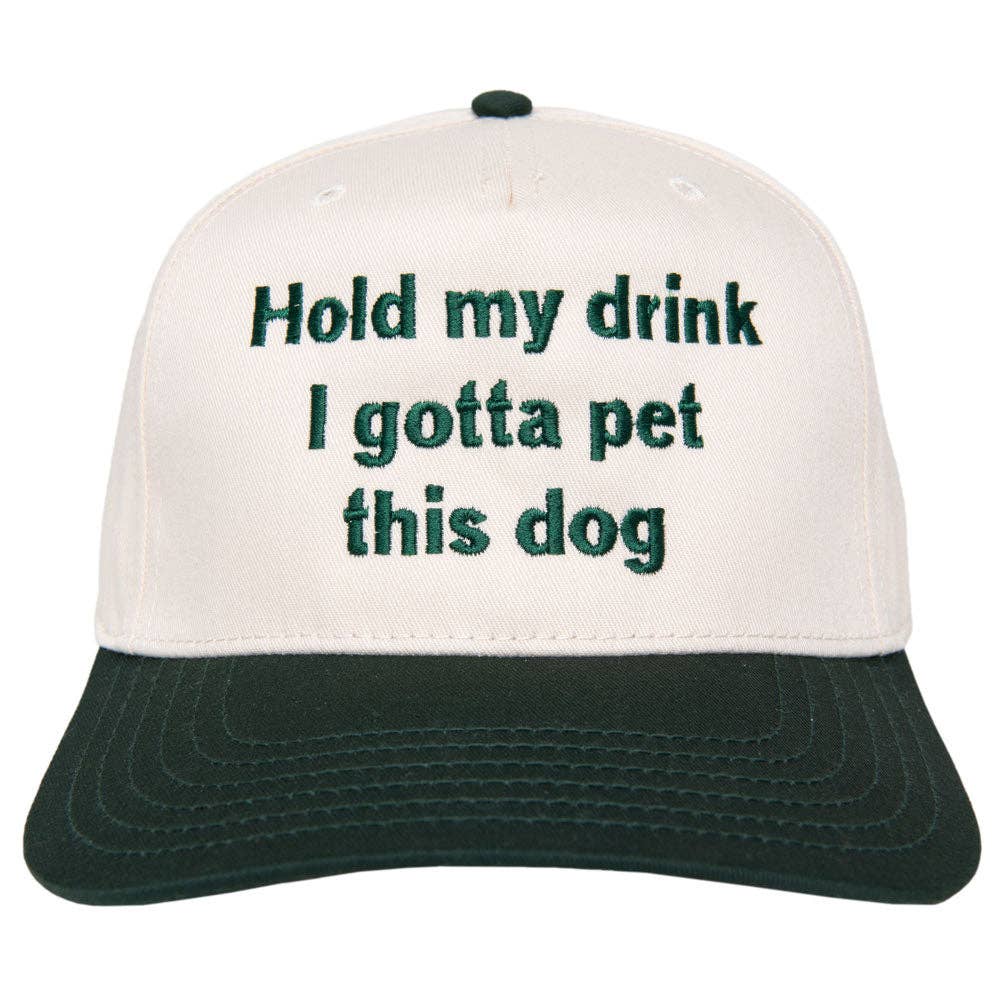 Hold My Drink I Gotta Pet This Dog Vintage Hat, chic girly summer accessory, casual wear, perfect dog lover gift Trucker Hats