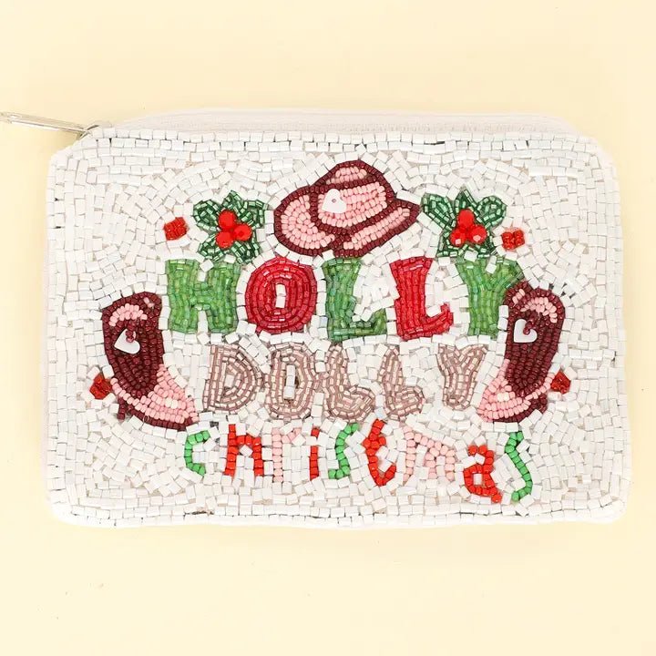 Holiday Seed Bead Coin Purse Christmas Themed Holiday coin purse Western Themed