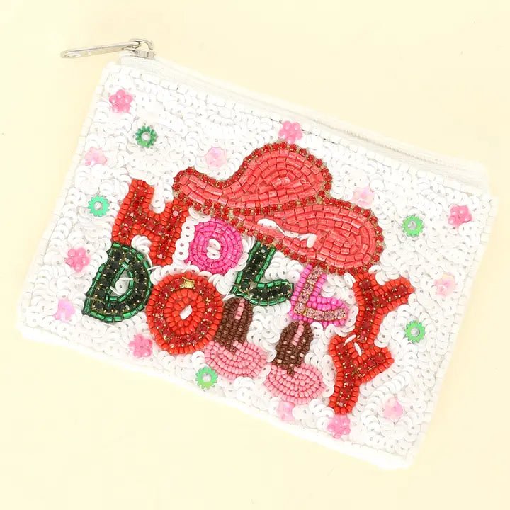 Holiday Seed Bead Coin Purse Christmas Themed Holiday coin purse Western Themed Dolly