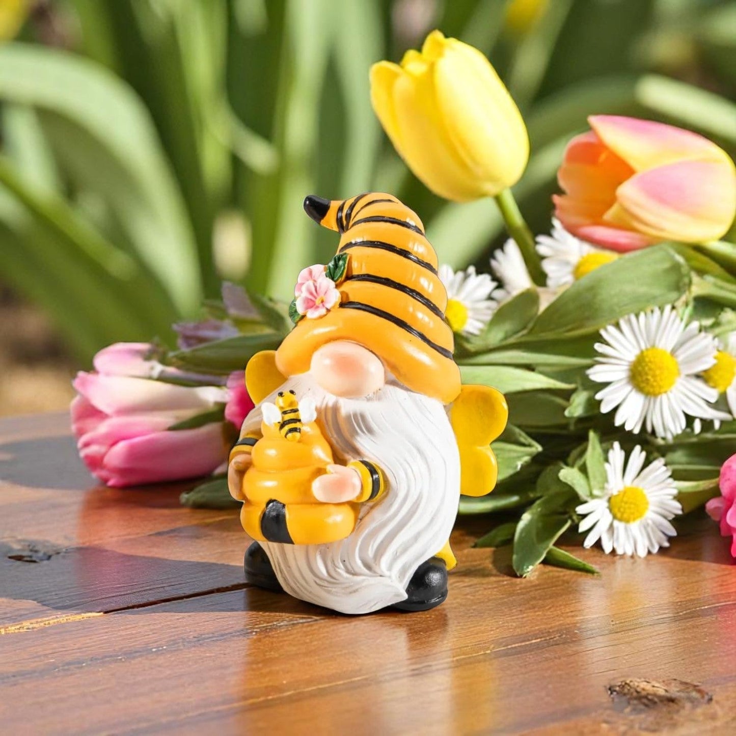 Honey Bee Gnome, Bumble Bee Honey Gnome Figurine for Home, Mother's Day
