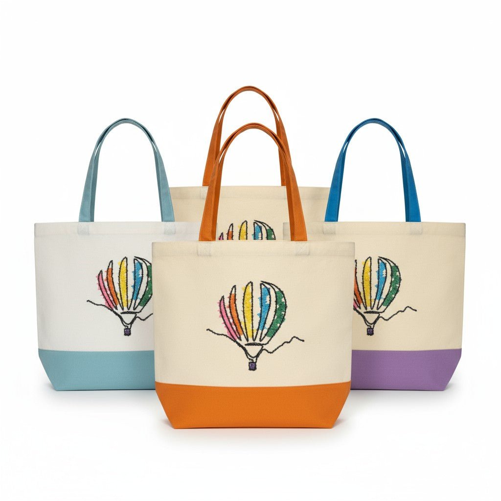 Hot Air Balloon Embroidered Tote Bags Embroidered Tote Bag