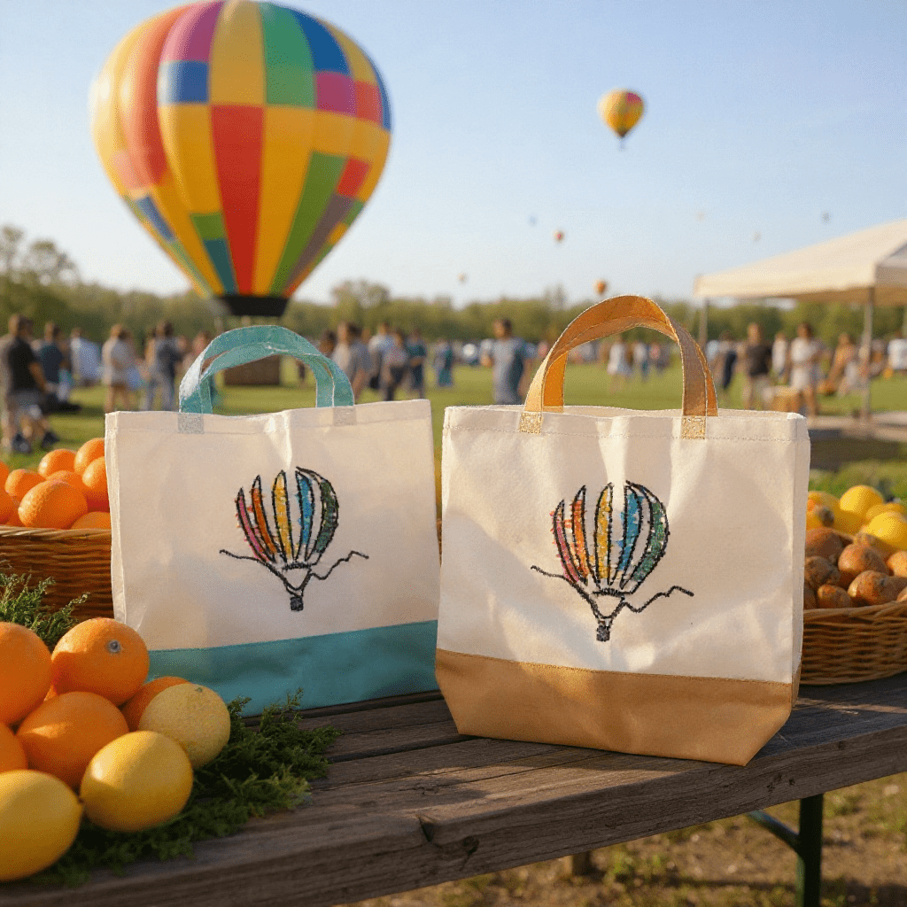 Hot Air Balloon Embroidered Tote Bags Embroidered Tote Bag