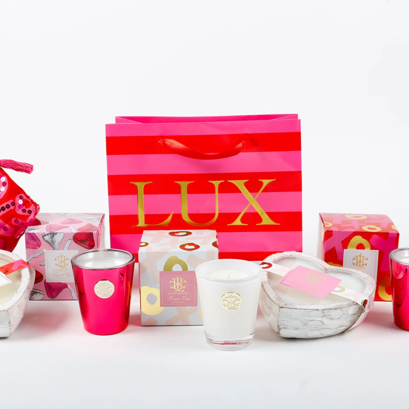Hugs and Kisses 8 oz Designer Box Candle, Luxurious Scented Candle for Home Ambiance, Romantic Gift for Her Candle Holder