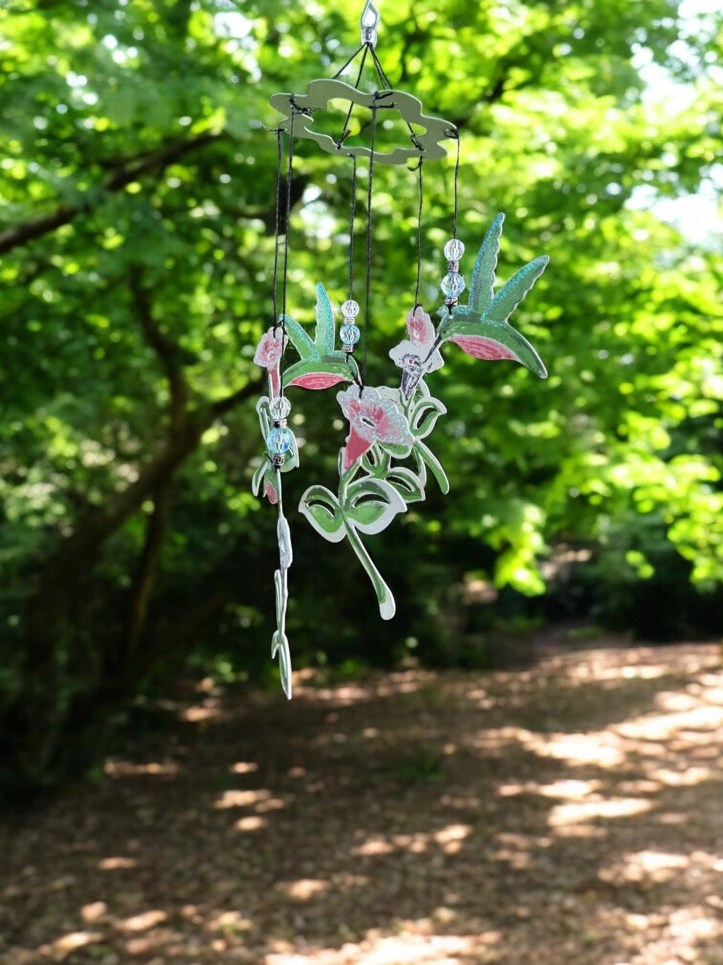 Hummingbird Metal Wind Chime, 12" Hand-Painted Delight, Outdoor Garden Decor, Perfect Gift for Nature Lovers Outdoor Decor