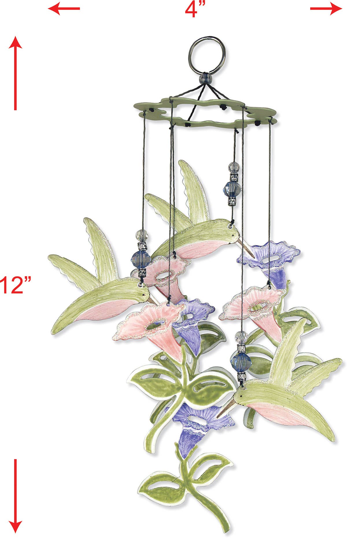 Hummingbird Metal Wind Chime, 12" Hand-Painted Delight, Outdoor Garden Decor, Perfect Gift for Nature Lovers Outdoor Decor