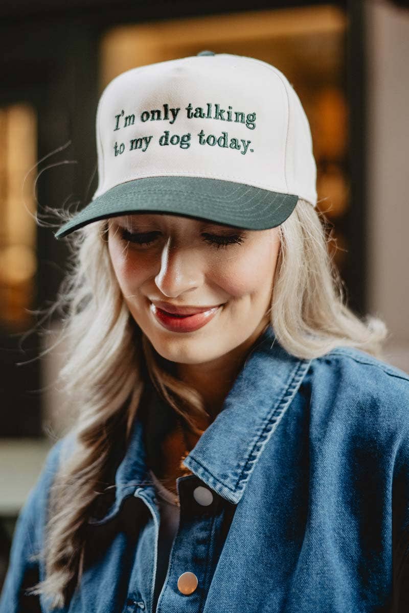 I'm Only Talking To My Dog Today Vintage Hat, Chic Girly Summertime Headwear, Casual Wear, Perfect Gift for Dog Lovers Trucker Hats