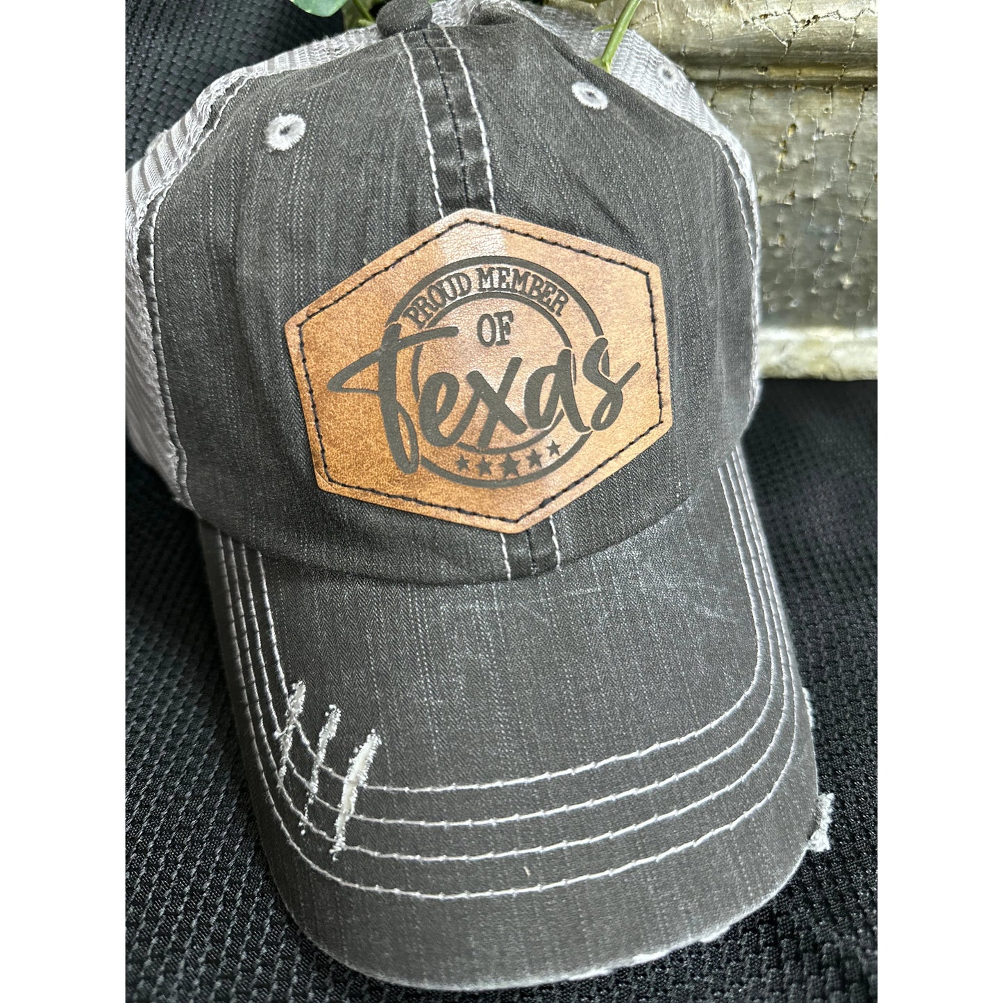 Texas Leather Patch Hat Leather Patch - Hats Proud Member of Texas