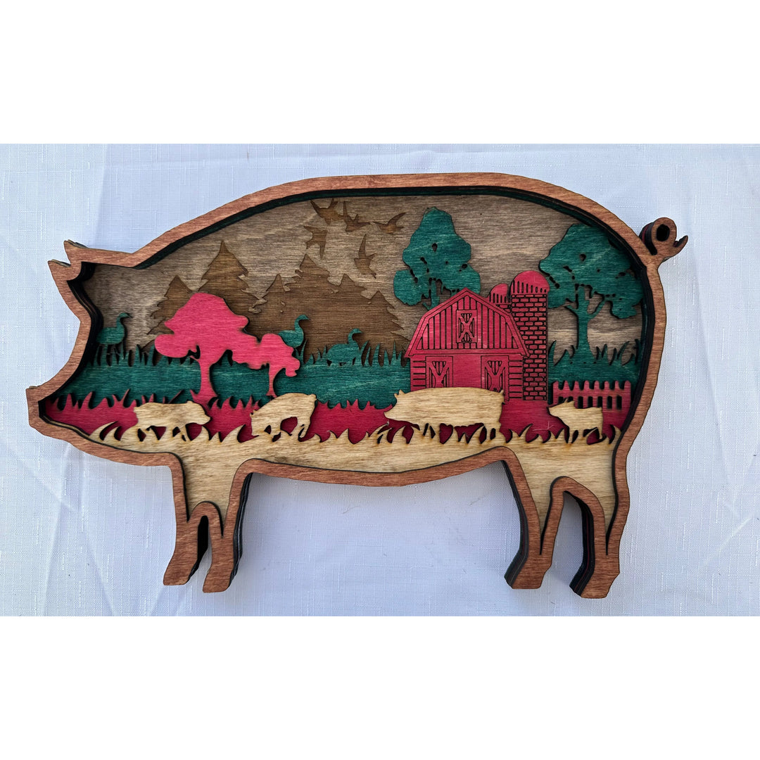 Pig Scene 3D Pig Table Decor