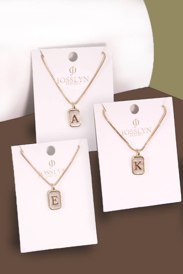 Initial Monogram Necklace, Chic Rectangle Pearl Charm, Customizable Statement Piece for Special Occasions - Nifty Decor & More