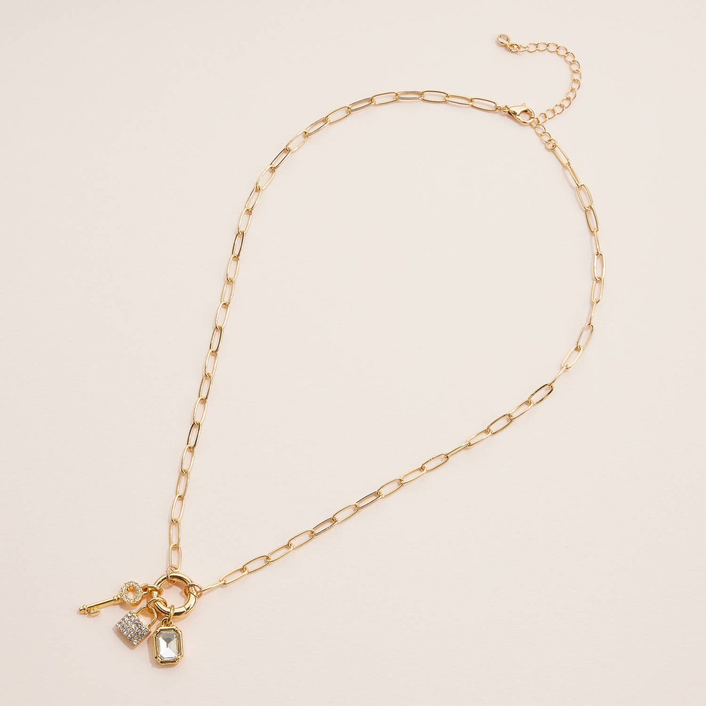 Key Charm Necklace with Sparkling Gemstones, Stylish Gold Dipped Statement Piece, Birthday or Anniversary Gift - Nifty Decor & More