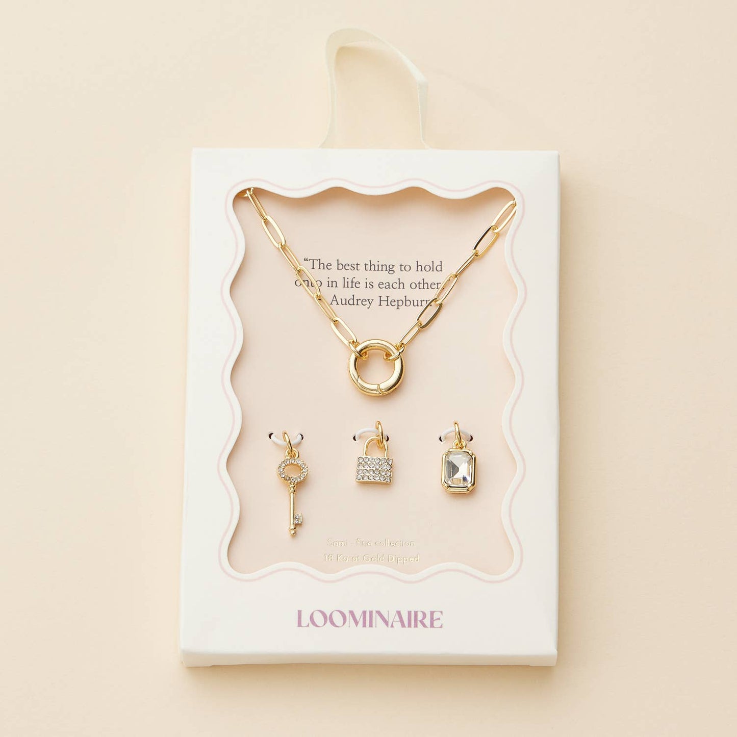 Key Charm Necklace with Sparkling Gemstones, Stylish Gold Dipped Statement Piece, Birthday or Anniversary Gift - Nifty Decor & More