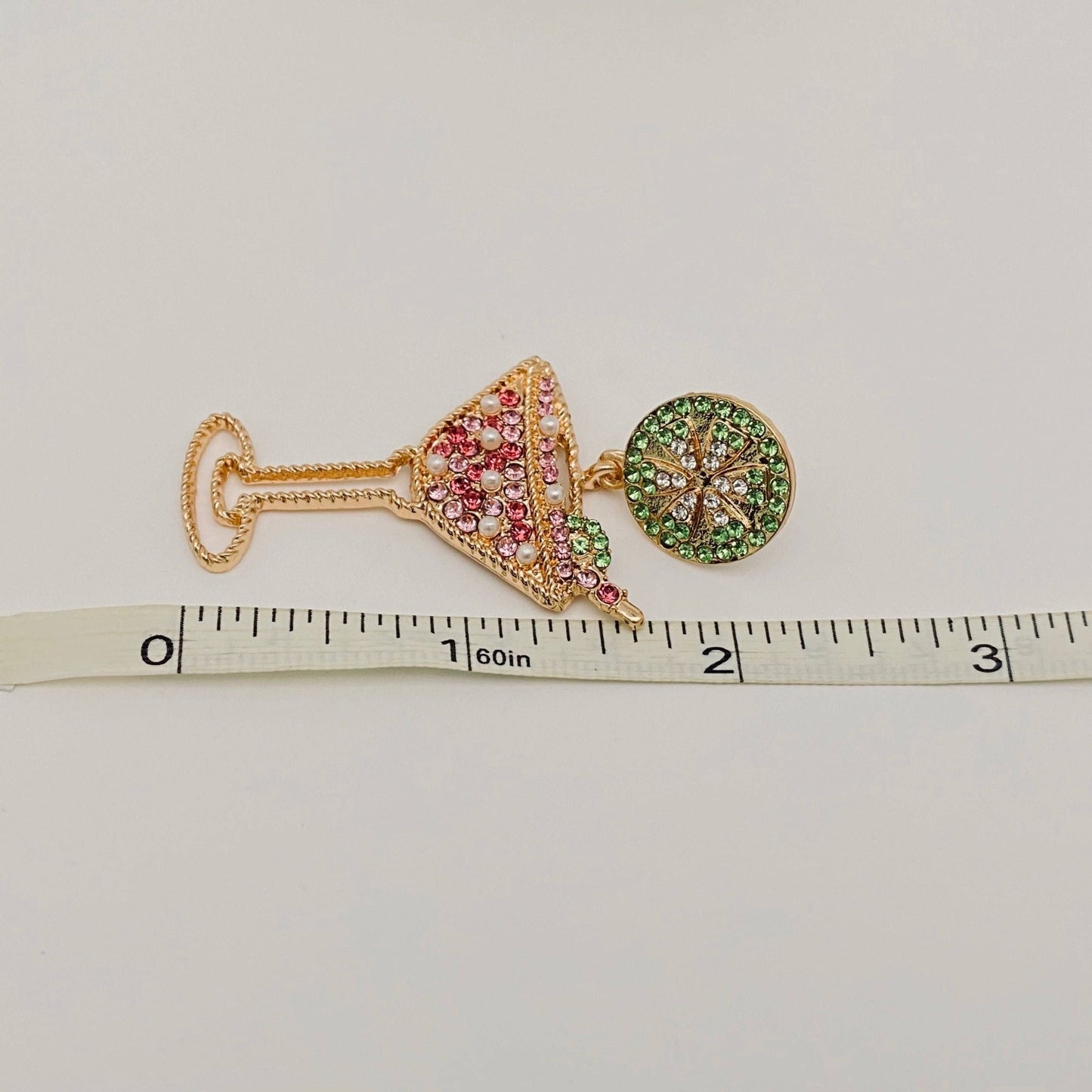 Lemon Slice & Rhinestone High Wine Glass Earrings, Vibrant Cocktail Inspired Jewelry, Fun Gift for Girly Glam - Nifty Decor & More