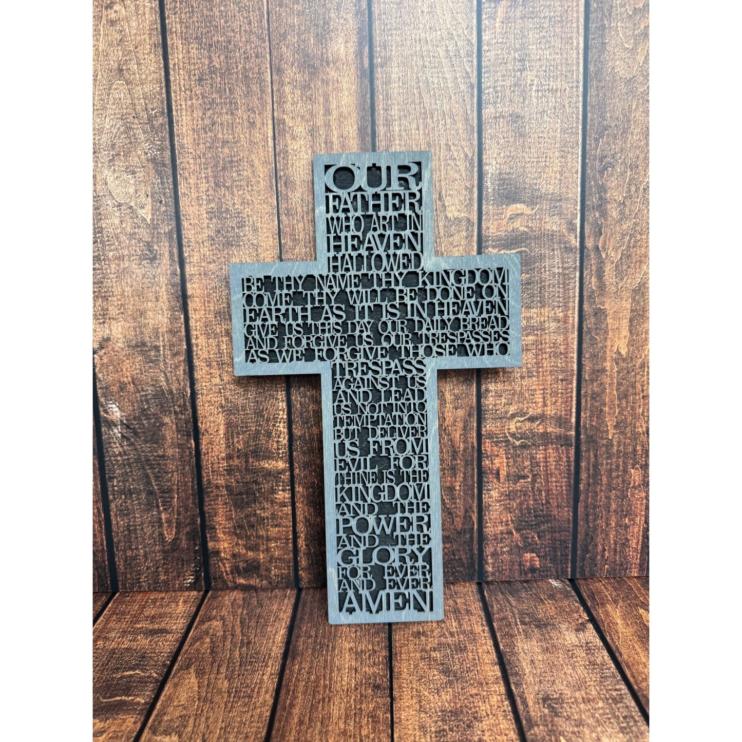 Lord’s Prayer Cross Easter Wall Decor Small - Gray