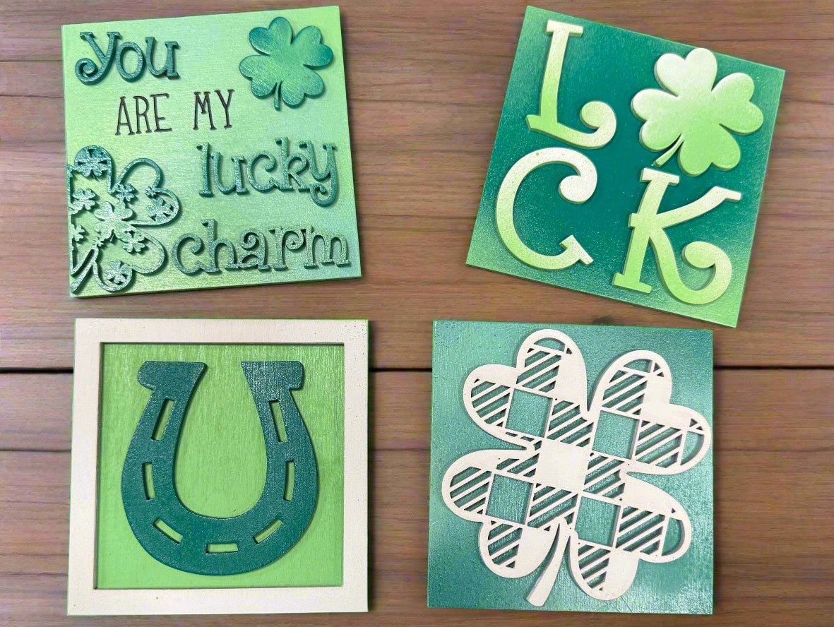 Lucky Charm Leaning Sandwich Board Tiles - Nifty Decor & More