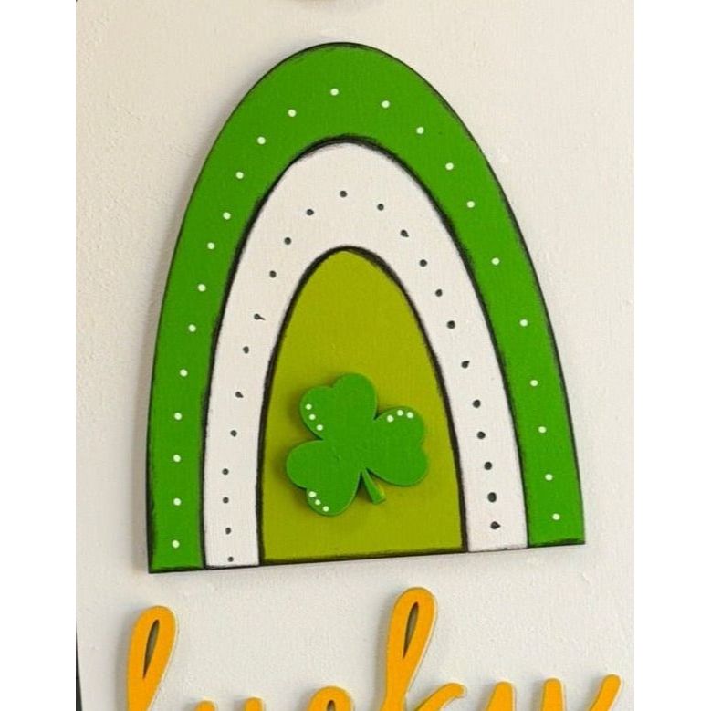 Lucky St. Patrick's Day Door Tag | March 17th Decor | St. Patrick's Day Home Sign | Green Shamrock Design & Holiday Cheer St. Patrick's Day Shelf Sitter Lucky