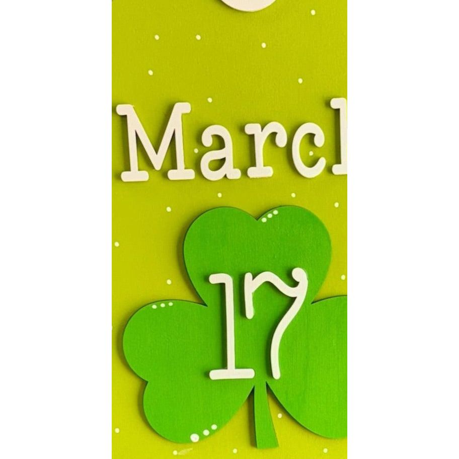 Lucky St. Patrick's Day Door Tag | March 17th Decor | St. Patrick's Day Home Sign | Green Shamrock Design & Holiday Cheer St. Patrick's Day Shelf Sitter March
