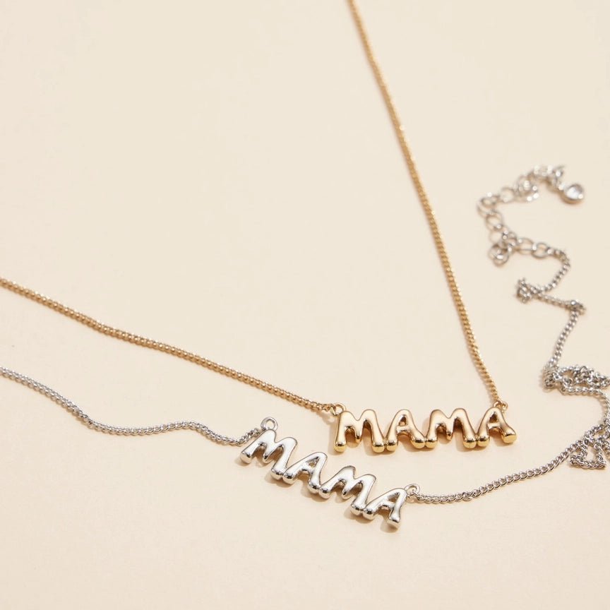 Mama Bubble Necklace, 18K White Gold Dip Chic & Girly Mom Necklace, Perfect Mother's Day Gift - Nifty Decor & More
