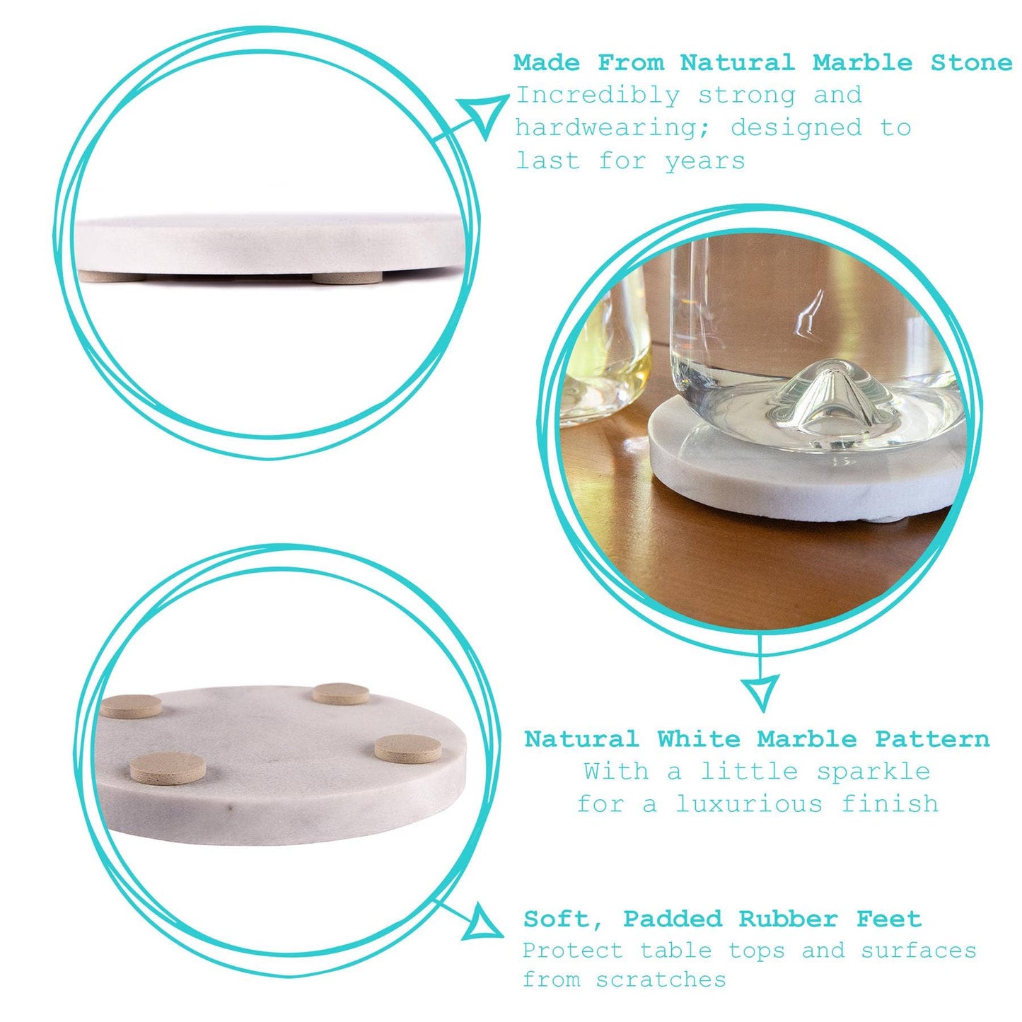 Personalized Round Marble Coaster – Custom Engraved - Set of 4 Coasters