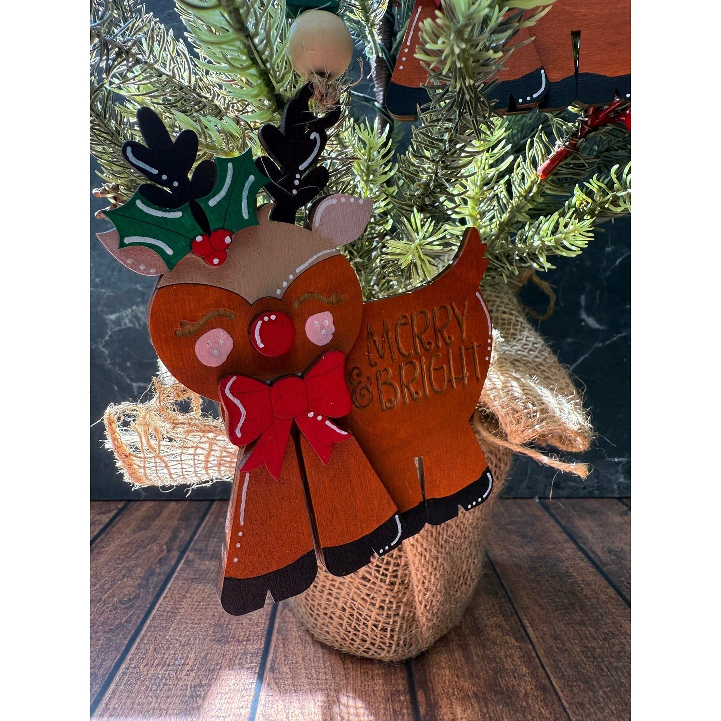 Merry & Bright Reindeer Ornament - Nifty Decor & More