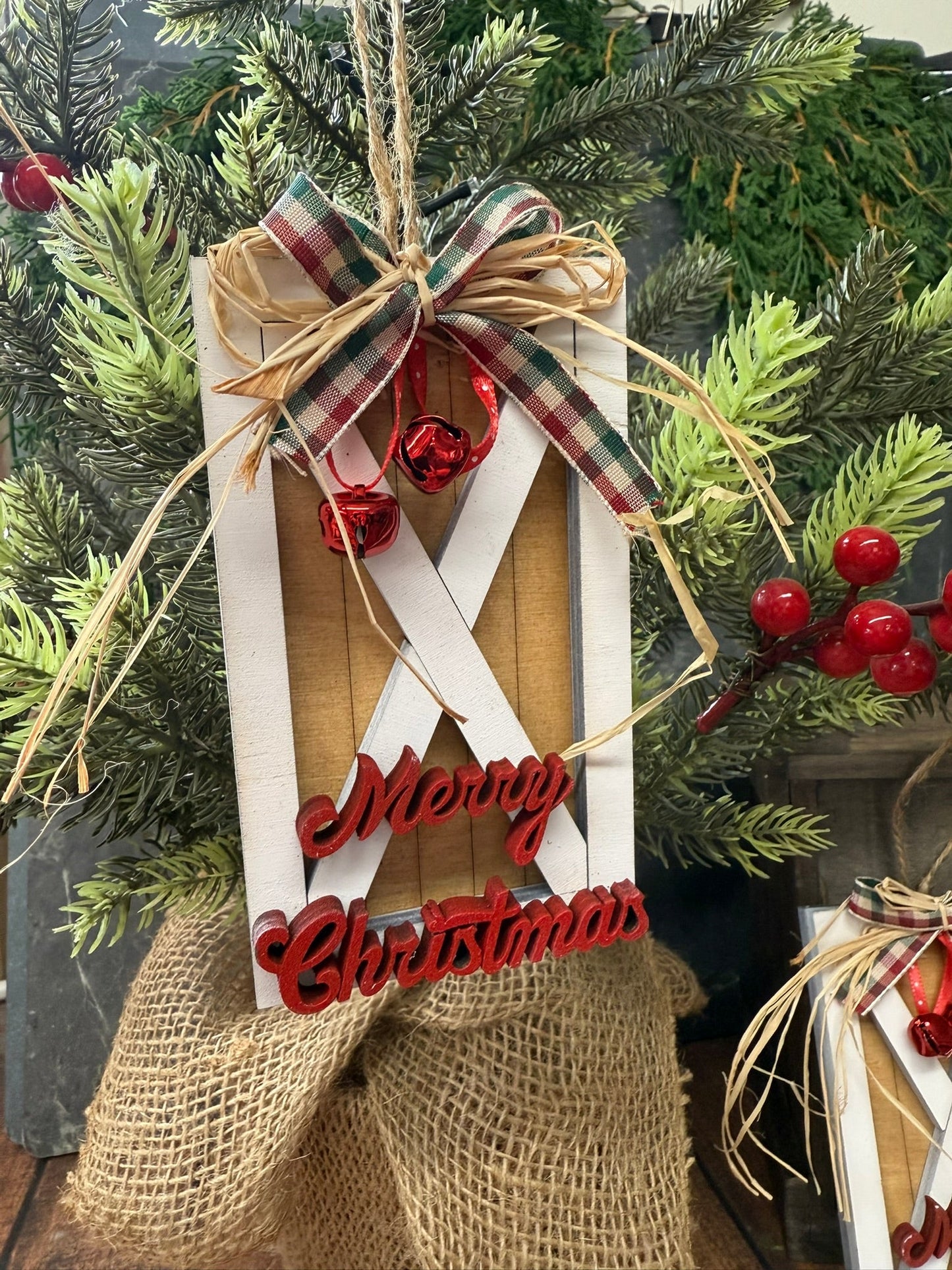 Merry Christmas Barn Door Ornament Christmas Ornament