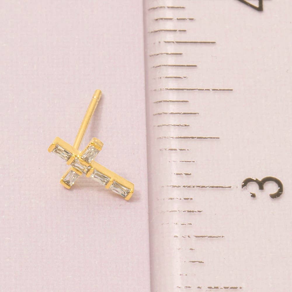 Mini Silver Cross Stud Earrings Faith Earrings